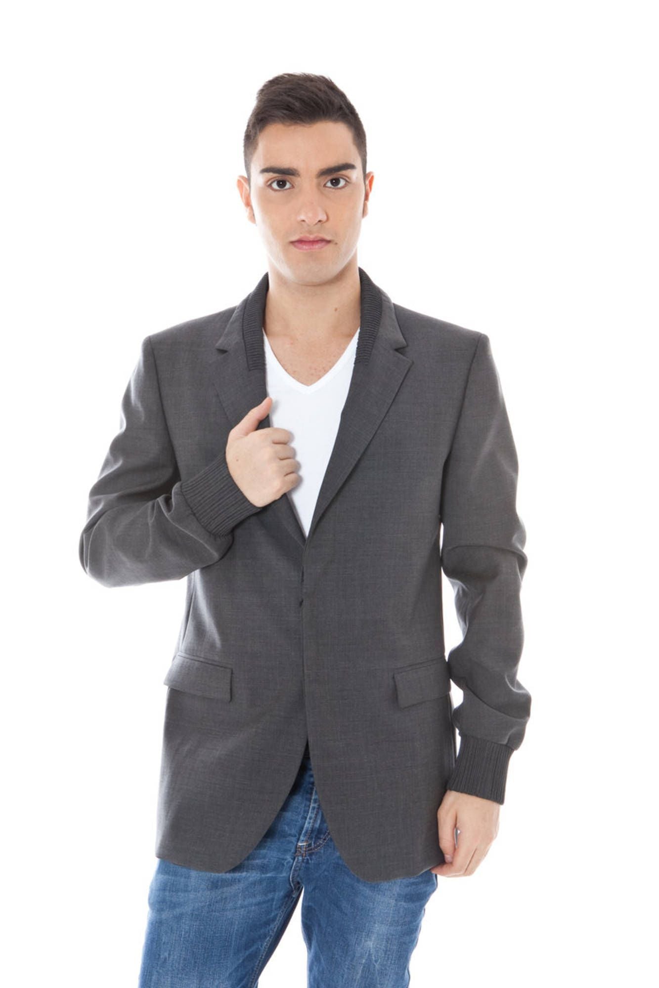 Chaqueta de lana gris para hombre