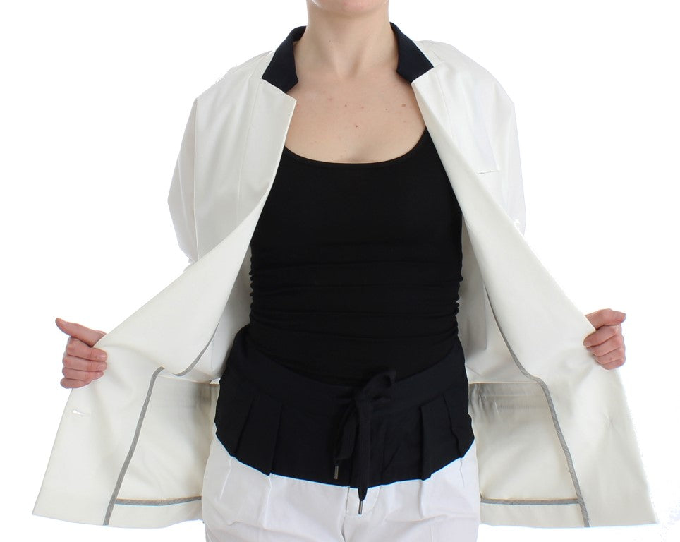 Chic White Cotton Blend Blazer