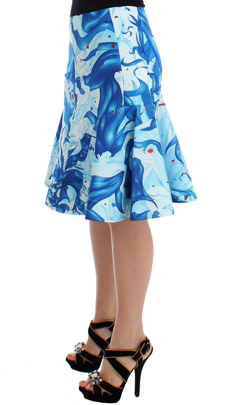 Elegant Fresco-Print Knee-Length Skirt