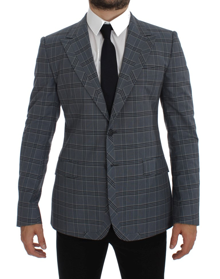 Eleganter blau karierter Slim Fit Blazer