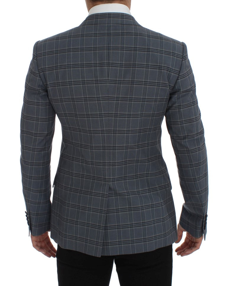 Eleganter blau karierter Slim Fit Blazer