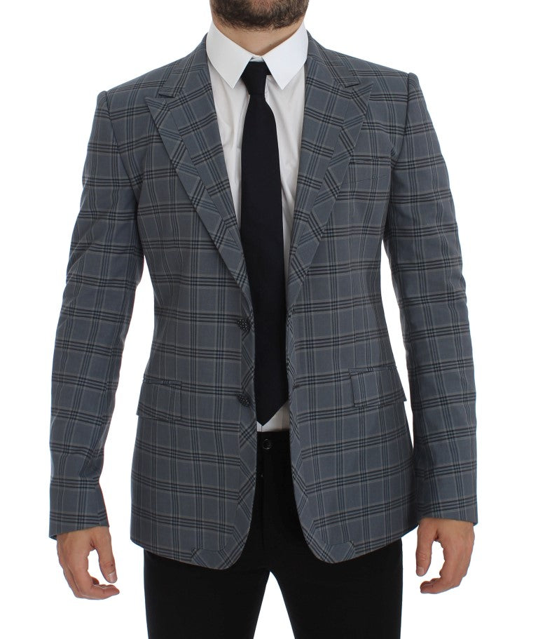 Eleganter blau karierter Slim Fit Blazer