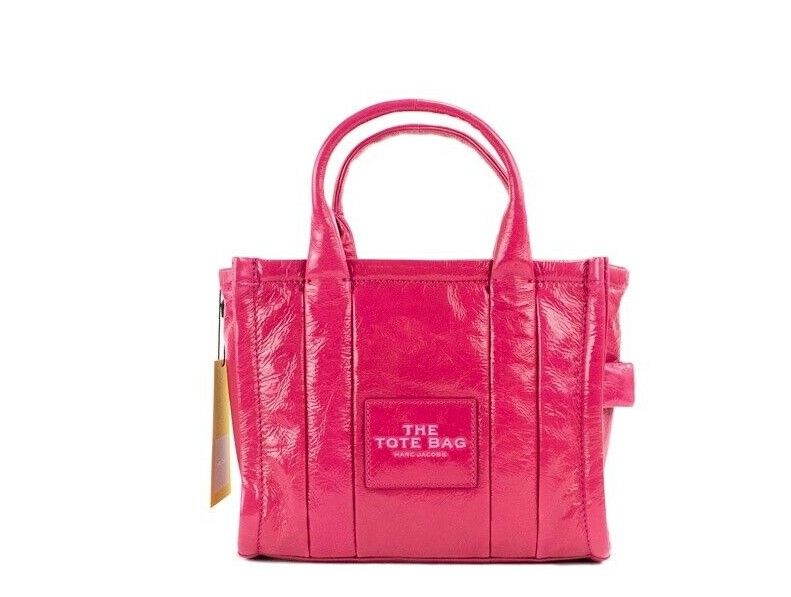 Die Shiny Crinkle Mini Tote Magenta Leder Crossbody Handtasche