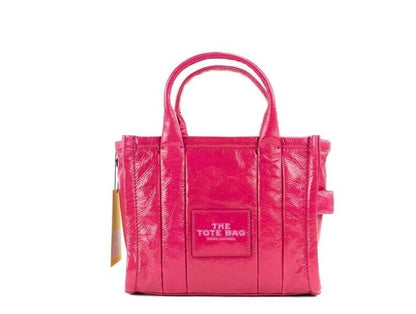 Die Shiny Crinkle Mini Tote Magenta Leder Crossbody Handtasche