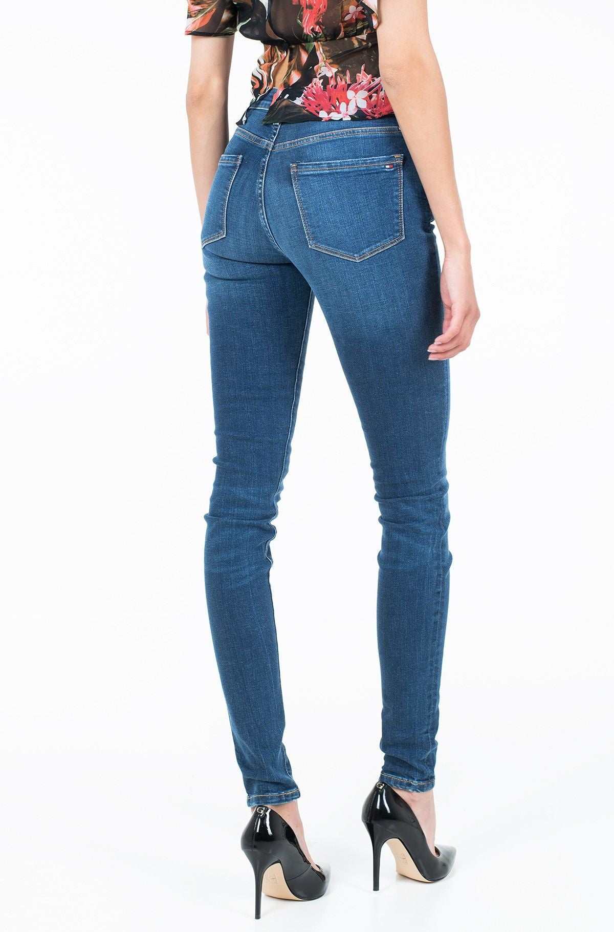 Blaue Jeggings aus Baumwolle für Damen