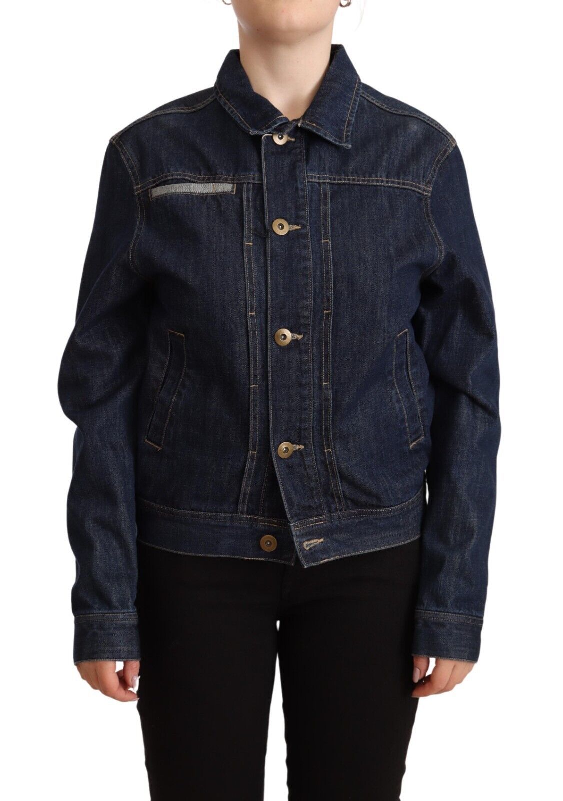 Elegante dunkelblaue Jeansjacke