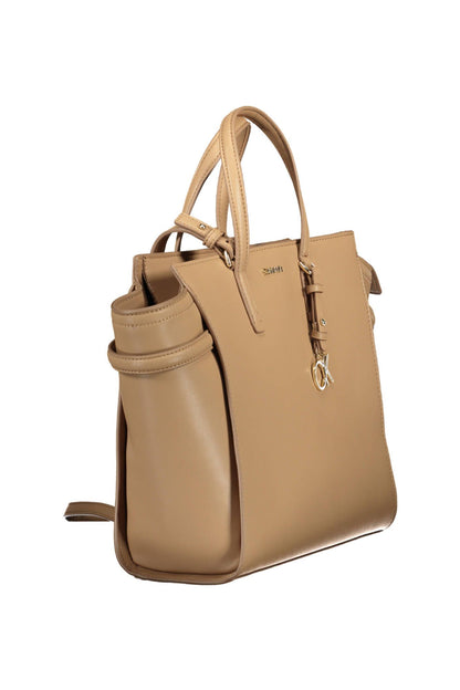 Beige Polyester Damen Handtasche