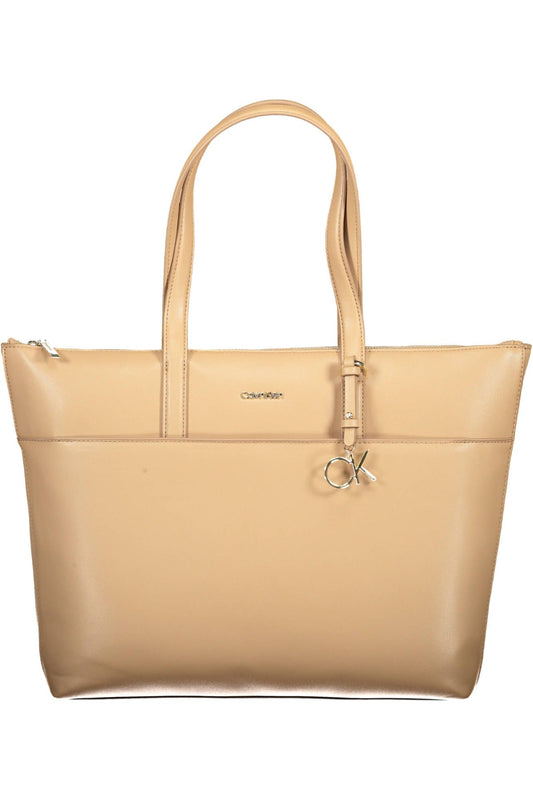 Bolso de mano de mujer de poliéster beige