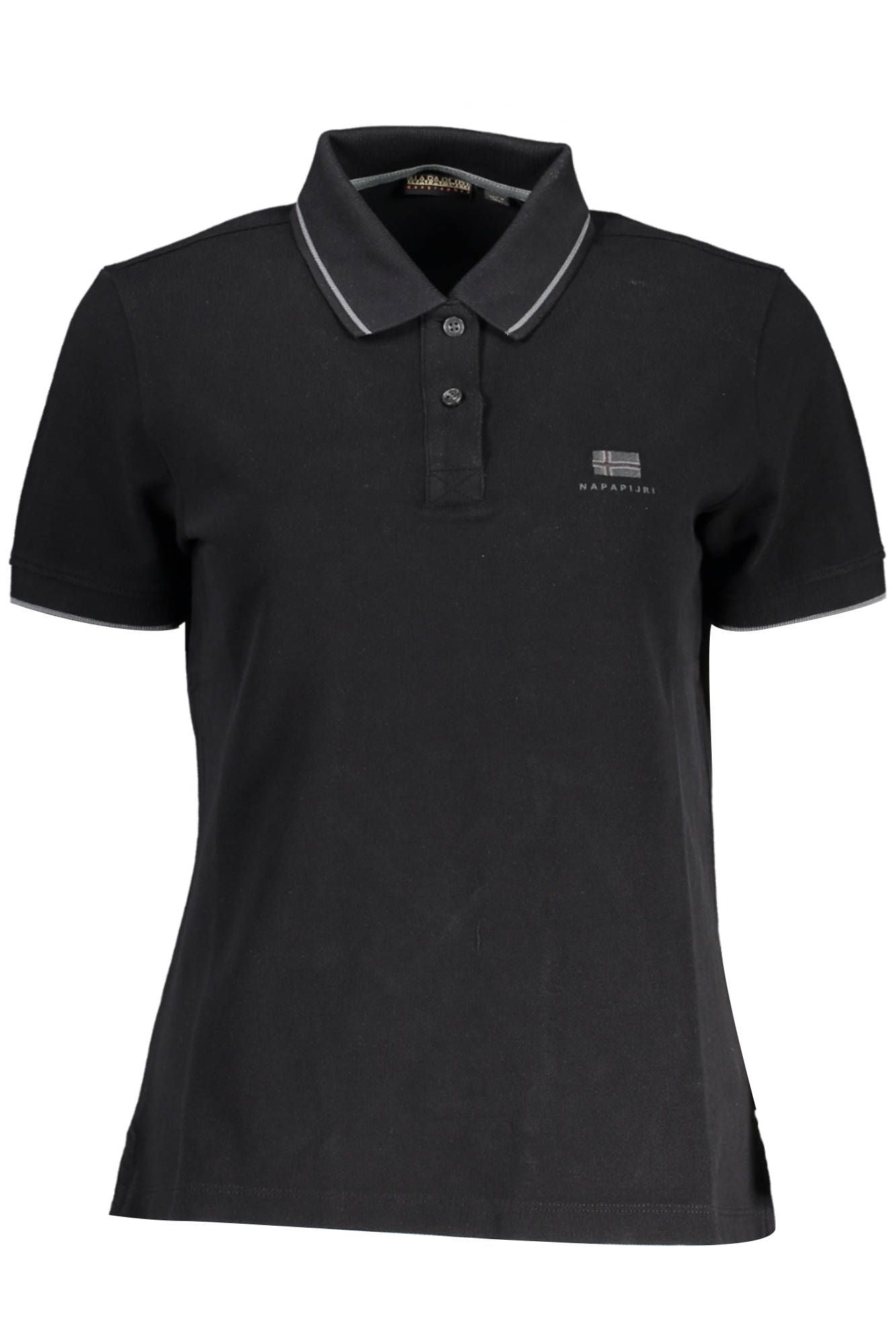 Schwarzes Poloshirt aus Baumwolle für Damen