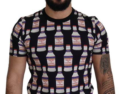 Elegantes schwarzes T-Shirt mit Bacio Di Venere-Print