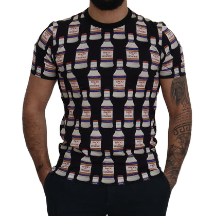 Elegantes schwarzes T-Shirt mit Bacio Di Venere-Print