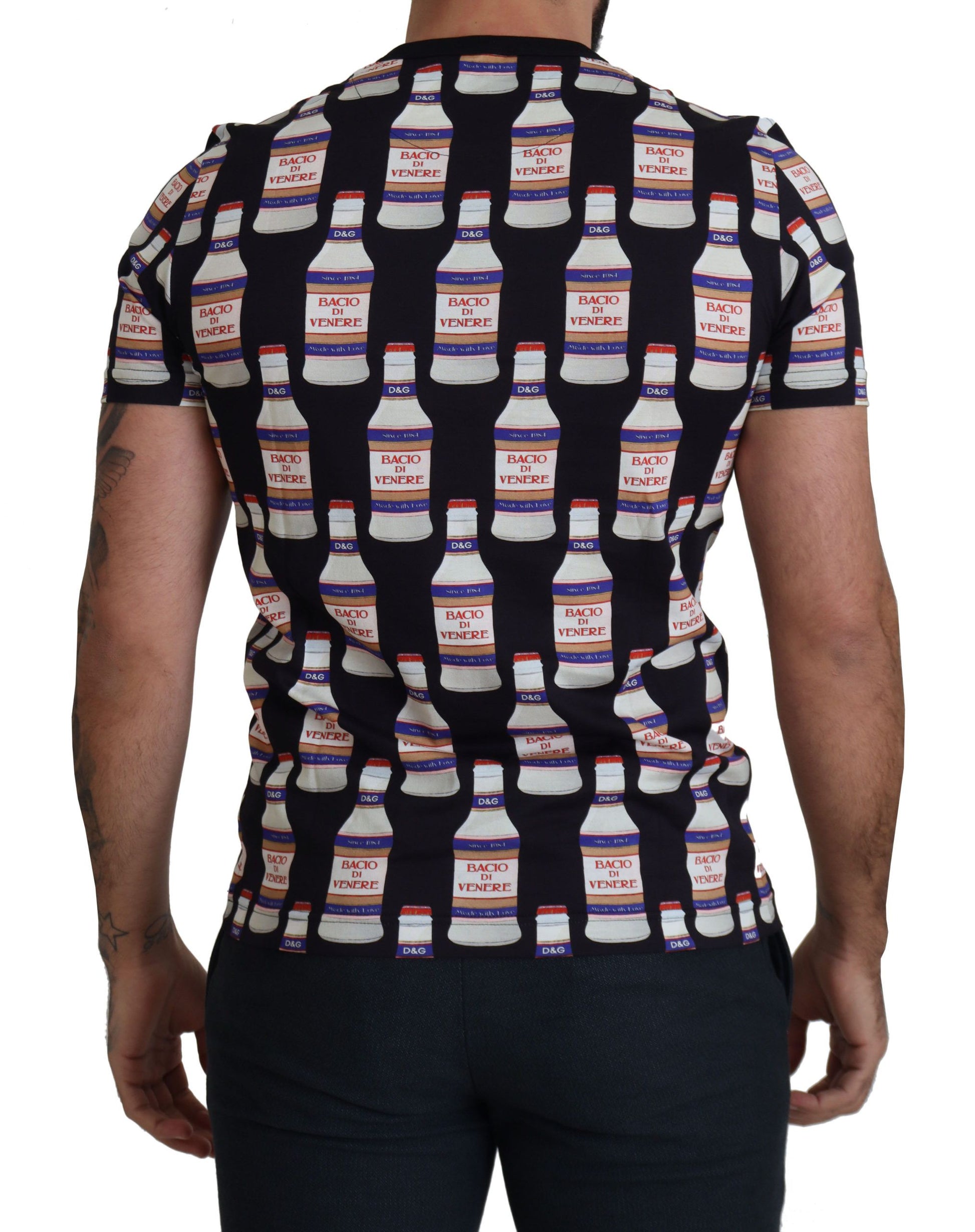 Elegantes schwarzes T-Shirt mit Bacio Di Venere-Print