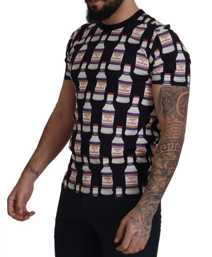 Elegantes schwarzes T-Shirt mit Bacio Di Venere-Print