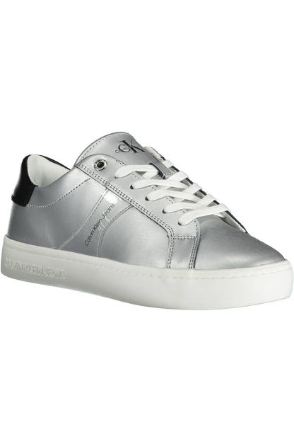 Silberne Damen Sneaker aus Baumwolle