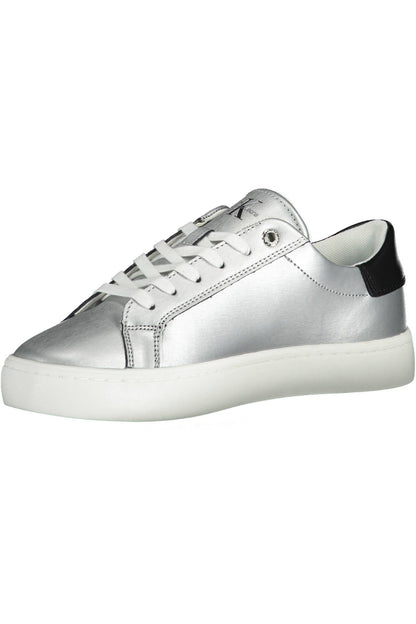 Silberne Damen Sneaker aus Baumwolle