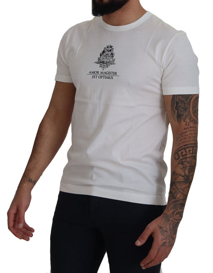 Camiseta de algodón con estampado elegante de logotipo blanco