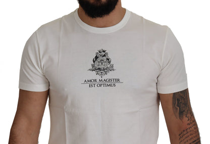 Camiseta de algodón con estampado elegante de logotipo blanco