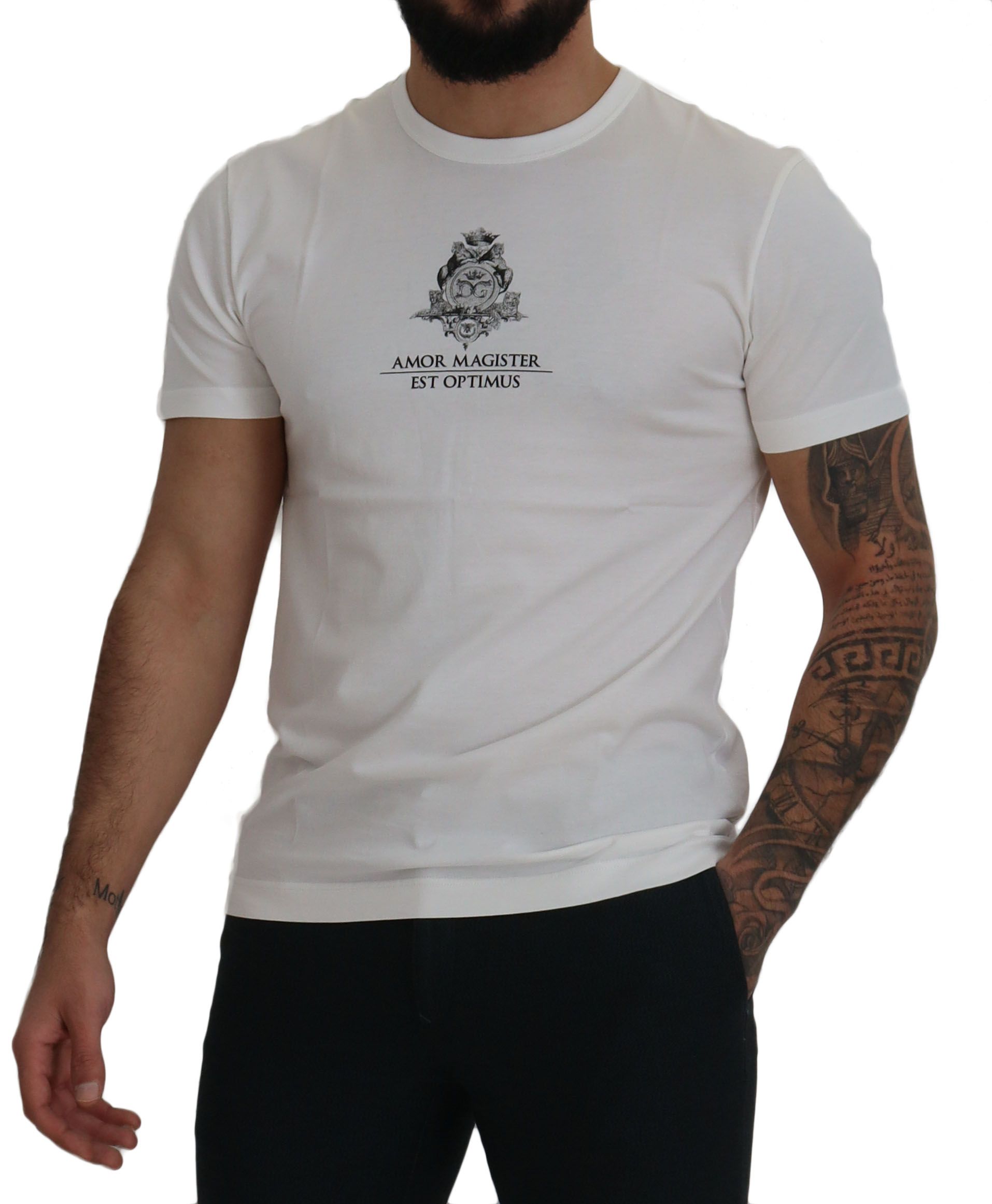 Camiseta de algodón con estampado elegante de logotipo blanco