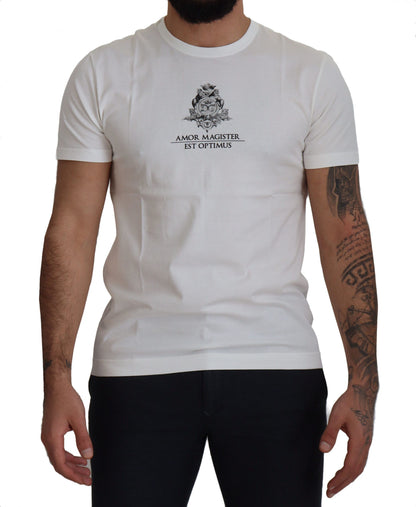 Camiseta de algodón con estampado elegante de logotipo blanco