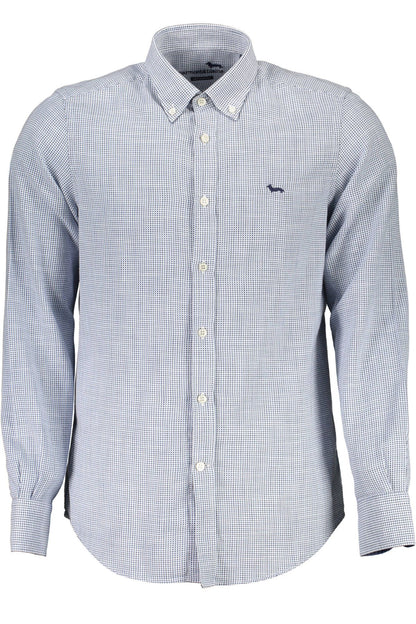 Camisa elegante de algodón azul claro para hombre