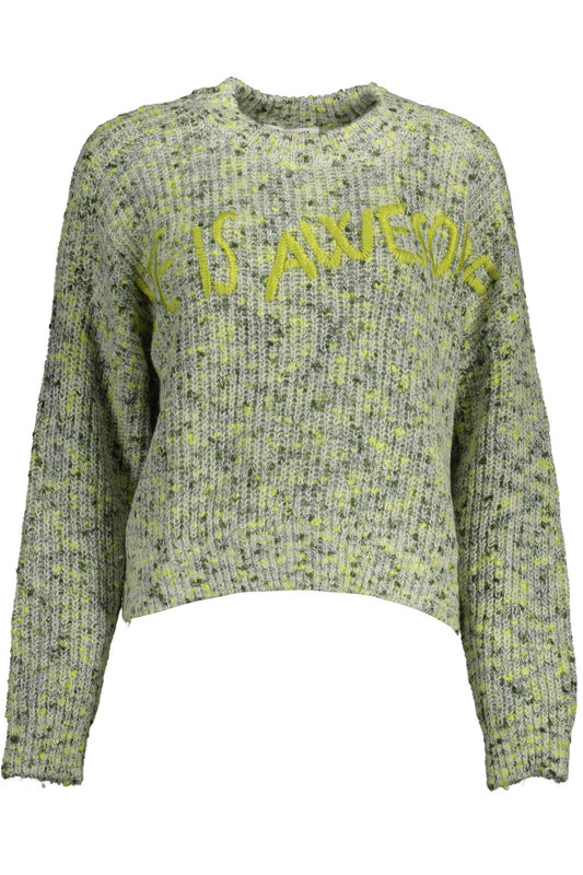 Grüner Acryl Damen Pullover