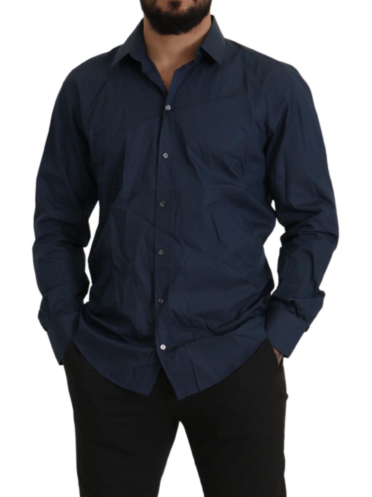 Elegant Slim Fit Blue Martini Dress Shirt