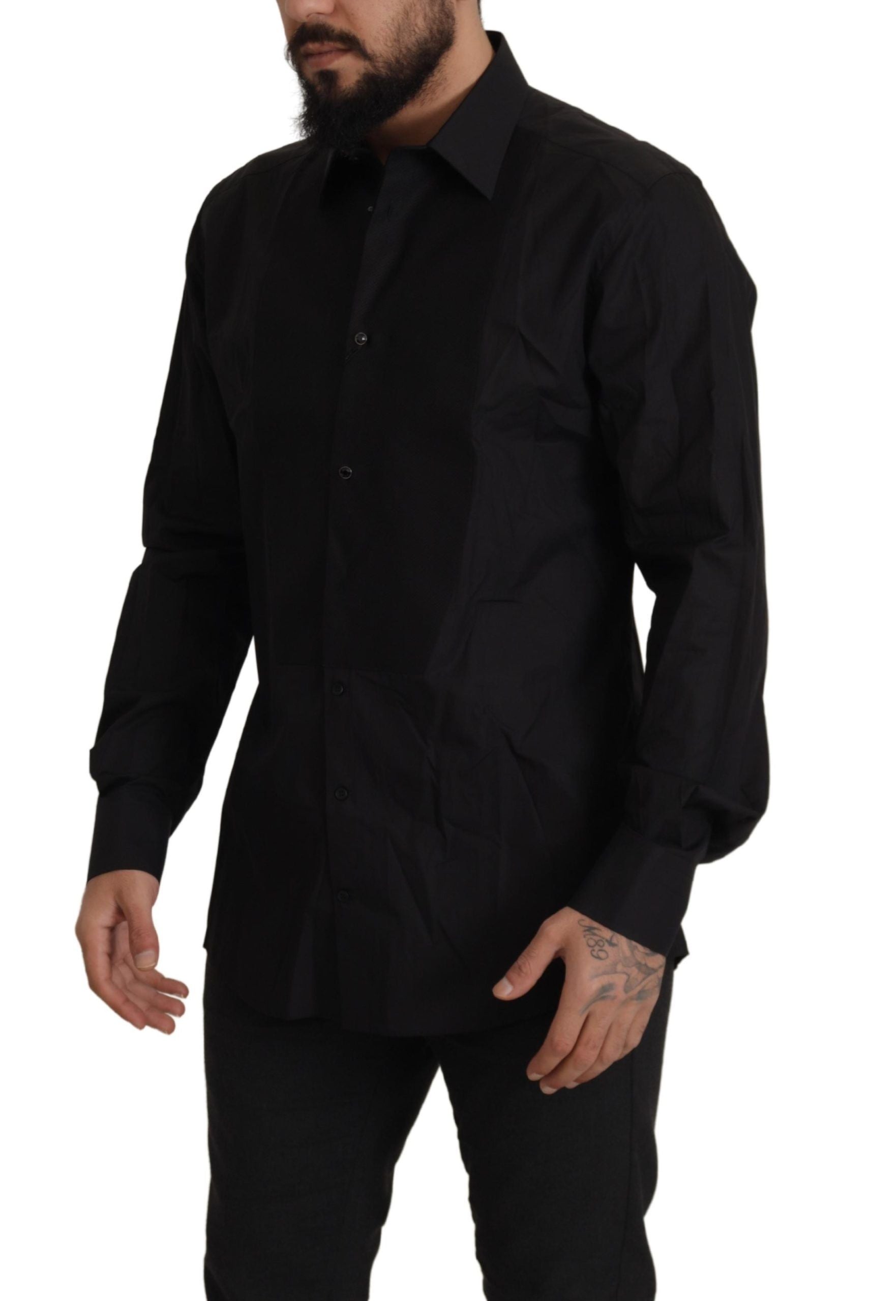 Camisa de vestir elegante de esmoquin negro - Corte entallado