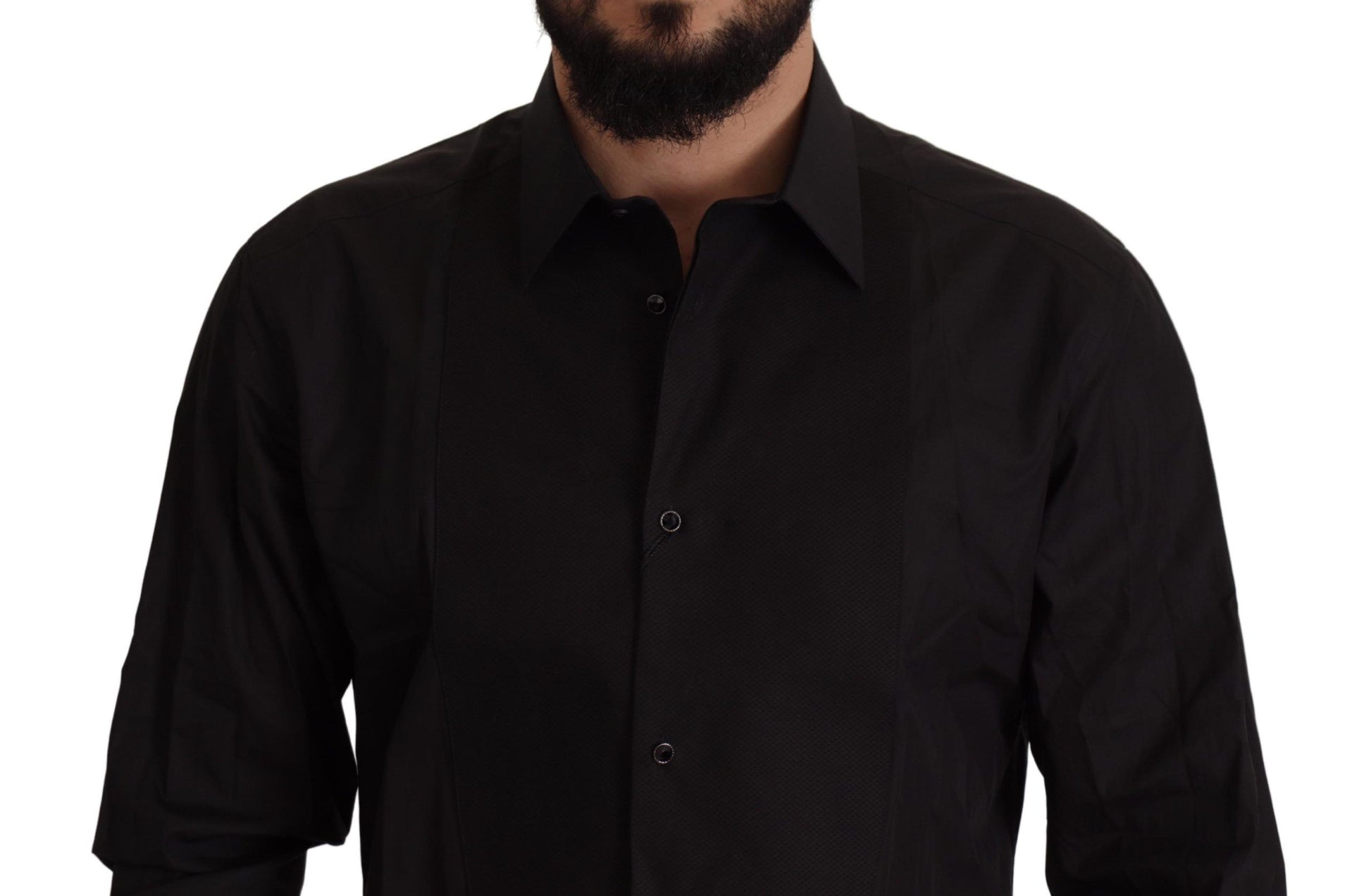 Camisa de vestir elegante de esmoquin negro - Corte entallado