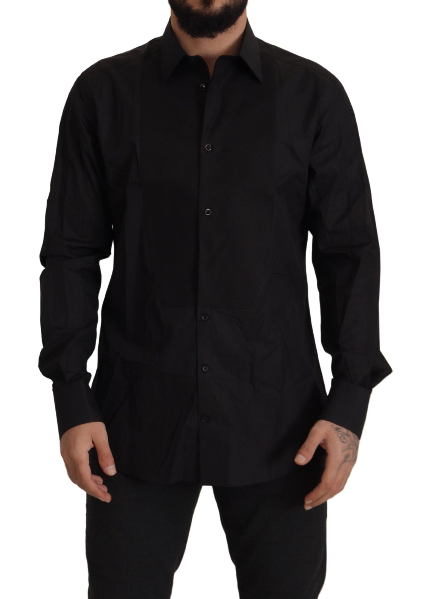 Camisa de vestir elegante de esmoquin negro - Corte entallado