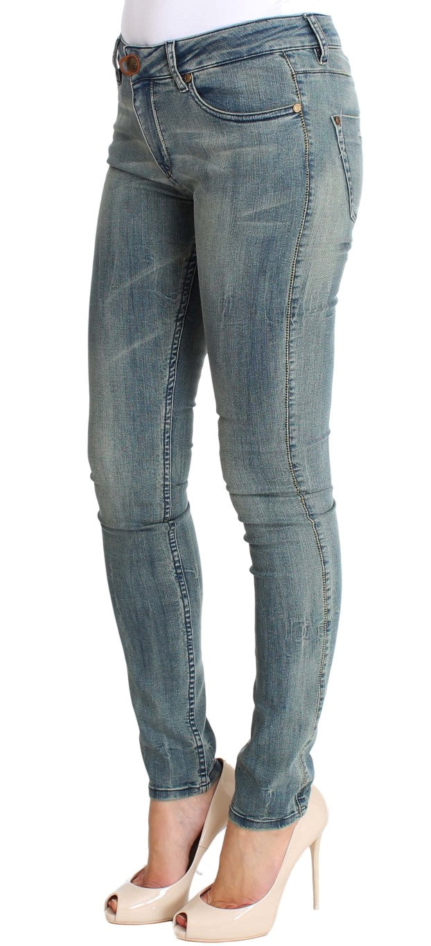 Schicker Slim-Skinny-Jeansstoff in verwaschenem Blau