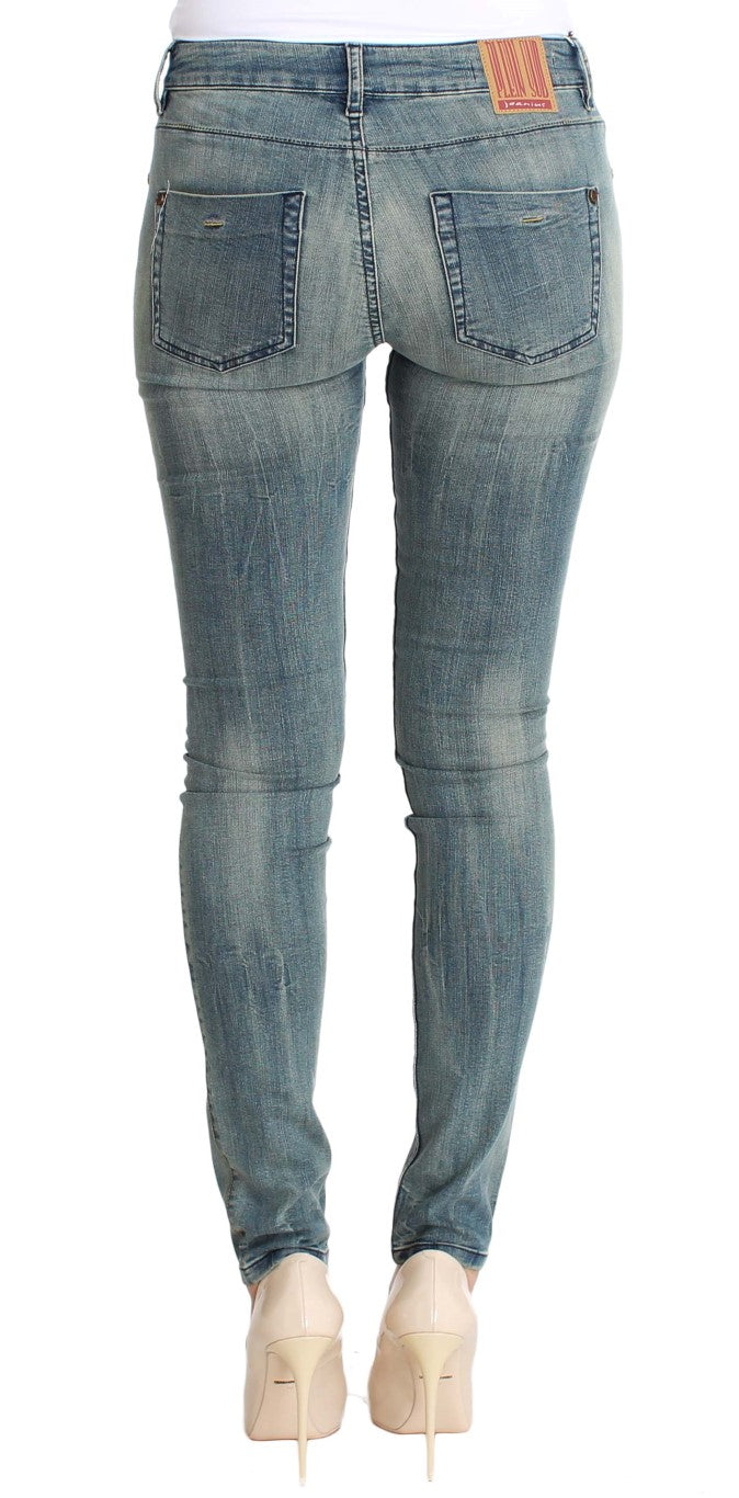 Schicker Slim-Skinny-Jeansstoff in verwaschenem Blau