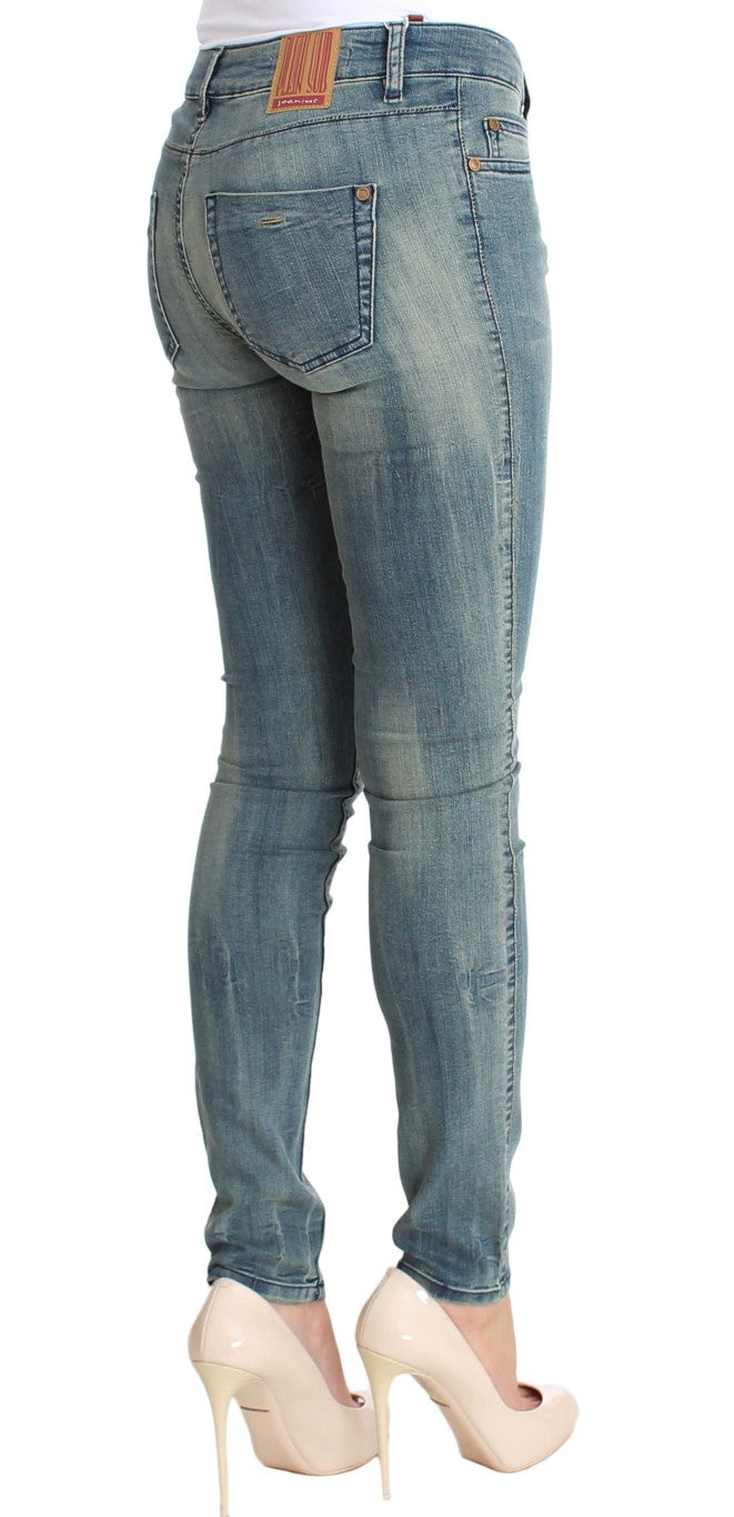 Schicker Slim-Skinny-Jeansstoff in verwaschenem Blau