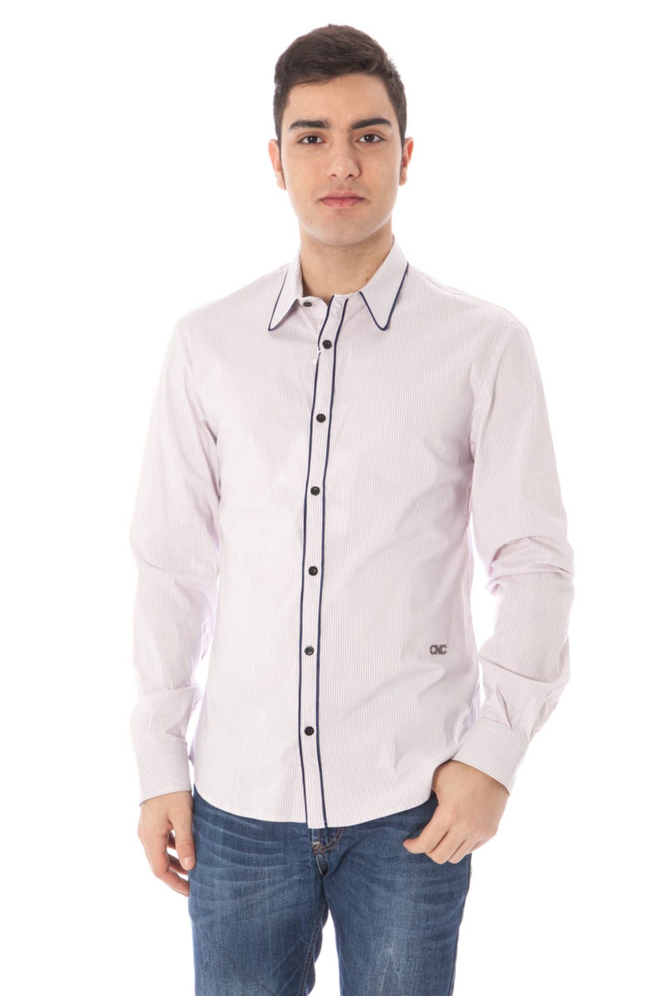 Camisa de algodón rosa para hombre