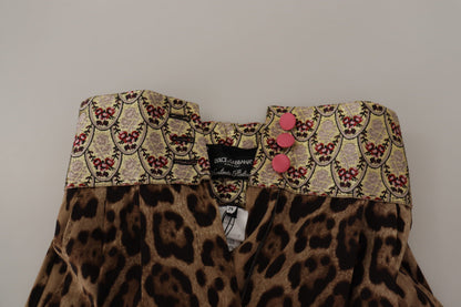 High Waist Cropped Leopard Jacquard Pants