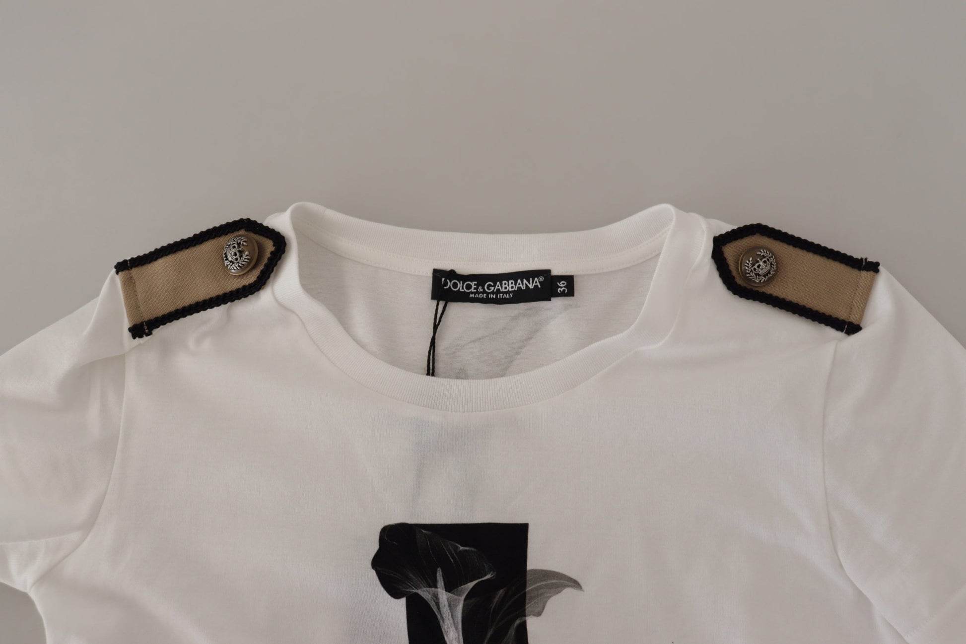 Elegantes florales Rundhals-T-Shirt aus Baumwolle