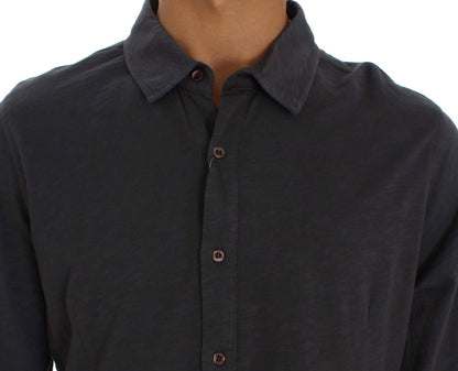 Camisa informal de algodón gris elegante