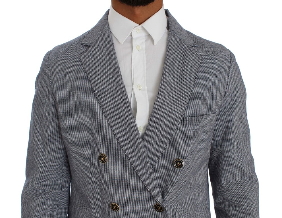 Elegant Double-Breasted Blue Blazer