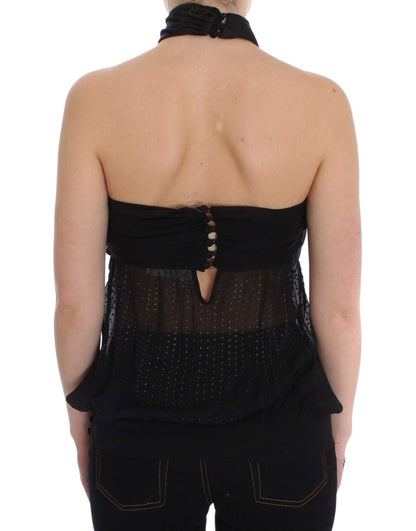 Elegante schwarze Abendbluse mit Wickeltop