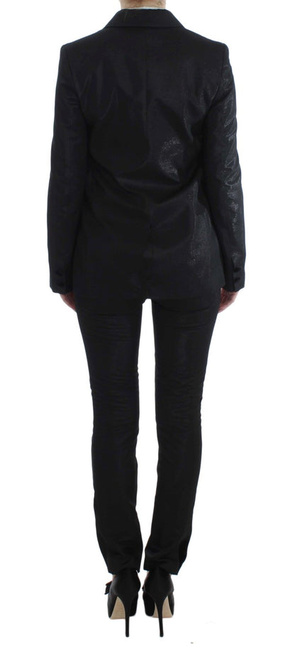 Elegante traje de pantalón negro de tres piezas