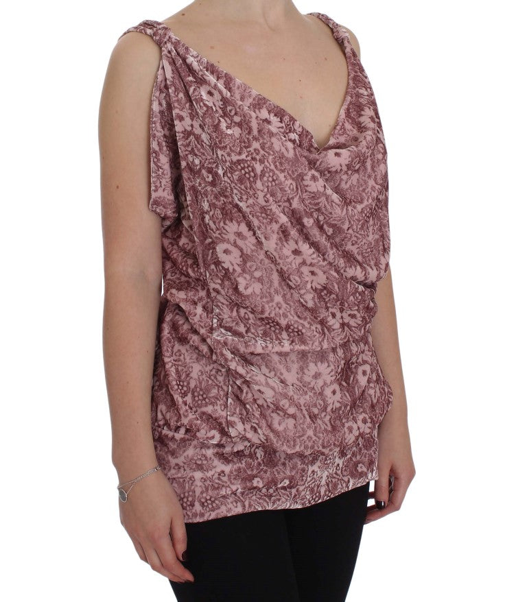 Blusa con estampado floral en mezcla de seda