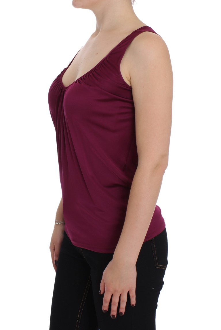 Elegante blusa de tirantes de rayón morado