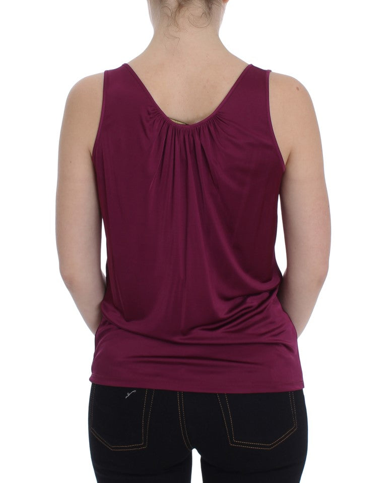 Elegante blusa de tirantes de rayón morado