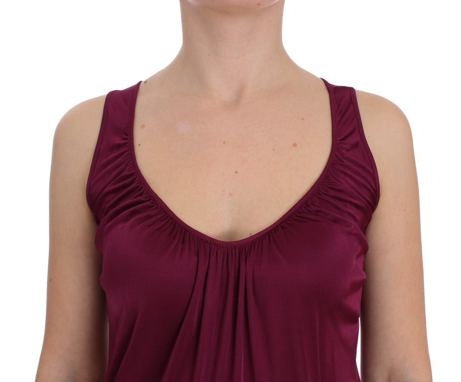 Elegante blusa de tirantes de rayón morado