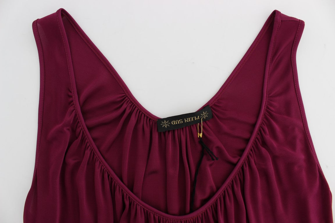 Elegante blusa de tirantes de rayón morado