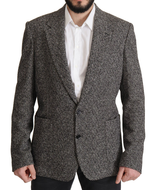 Exquisite Gray Herringbone Blazer Jacket