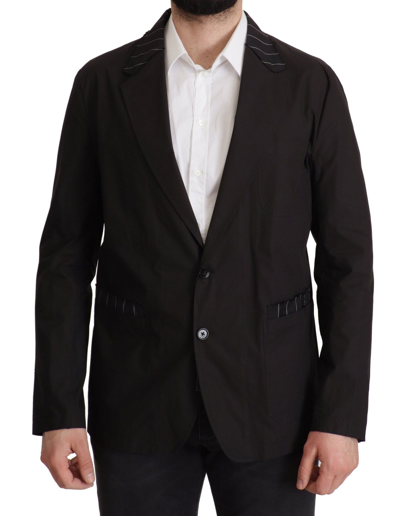 Elegante schwarze Blazerjacke aus Baumwollwollmischung