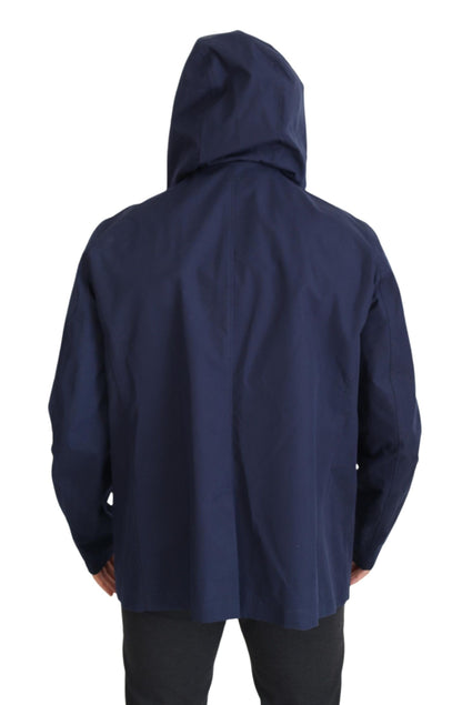 Elegante chaqueta parka azul cruzada