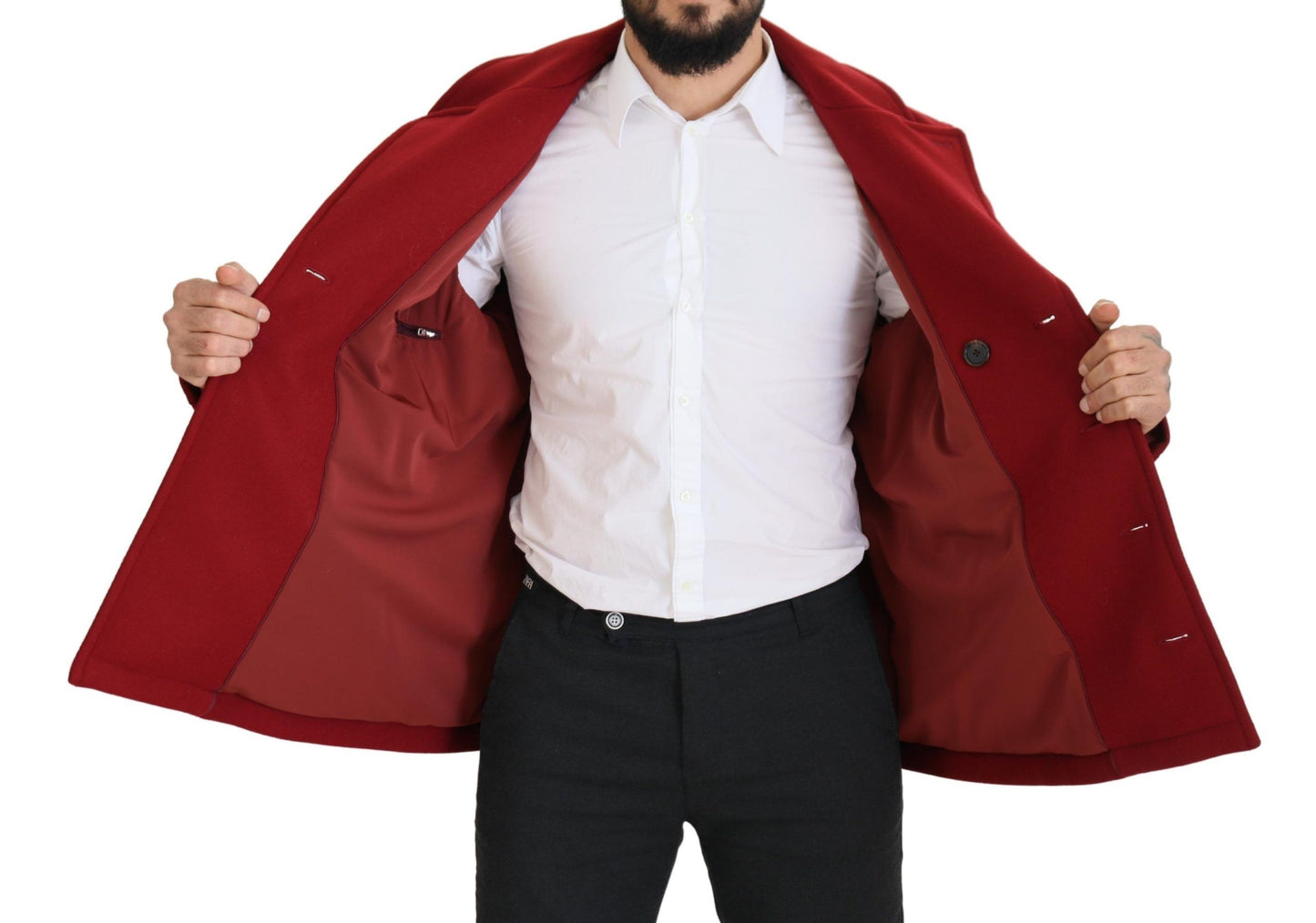 Elegante rote zweireihige Wolljacke