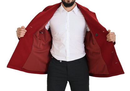 Elegante rote zweireihige Wolljacke