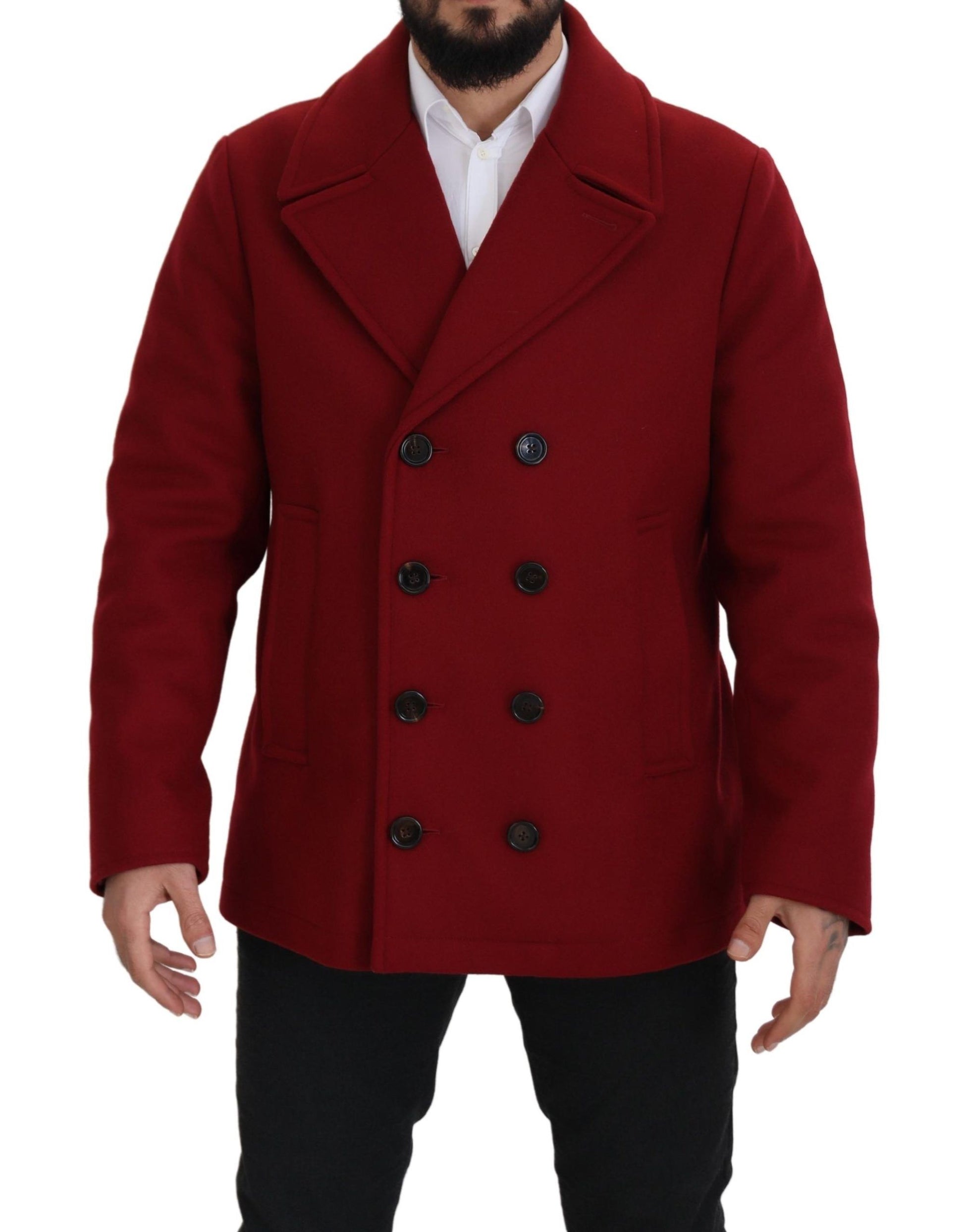 Elegante rote zweireihige Wolljacke